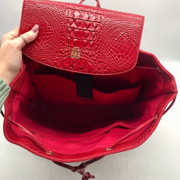 Exculuxe Red Croc Embossed Vegan Leather Windsor Backpack main image 9